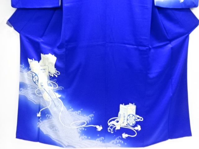  波に御所車模様訪問着